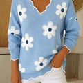 Women's Petal Collar Long Sleeve Casual Loose Sweater