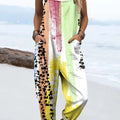 Women's Art Colourful Abstract Patterns Print Casual 100% Cotton Wide Leg Jumpsuit