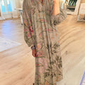 Women's Vintage Flower Art Printed Casual Dress