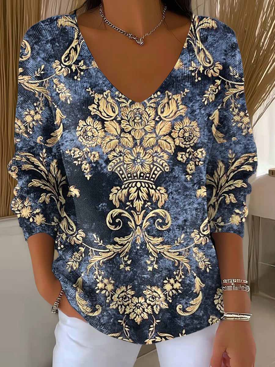 womens-vintage-floral-pattern-art-print-casual-pullover-sweater-lyh4