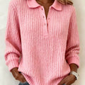 Women'S Casual Lapel Solid Color Sweater