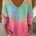 Women's Gradient Pattern Art Print Casual Pullover Sweater