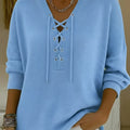 Casual V-neck Tie-front Pullover Sweater