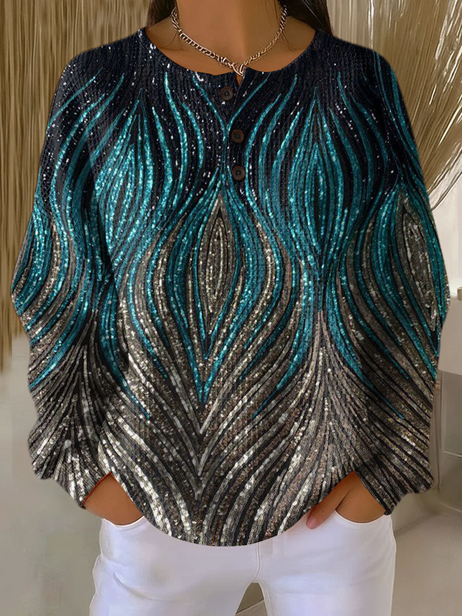 Women's Color Smudge Pattern Art Print Casual Cotton Sweatshirt