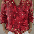 Vintage Christmas Snowflake Art Print Buttoned Cardigan Sweater