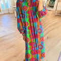 Women's Beautiful Colorful Floral Stripe Painting Art Print Dress