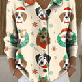 Women's Merry Christmas Puppy Drawing Art Print Cowl Neck Sweater