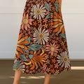 Women's Retro Floral Flowers Print High Waist Casual A-Line Skirt