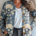 Women's Vintage Lovely Floral Art Print Buttoned Cardigan Sweater