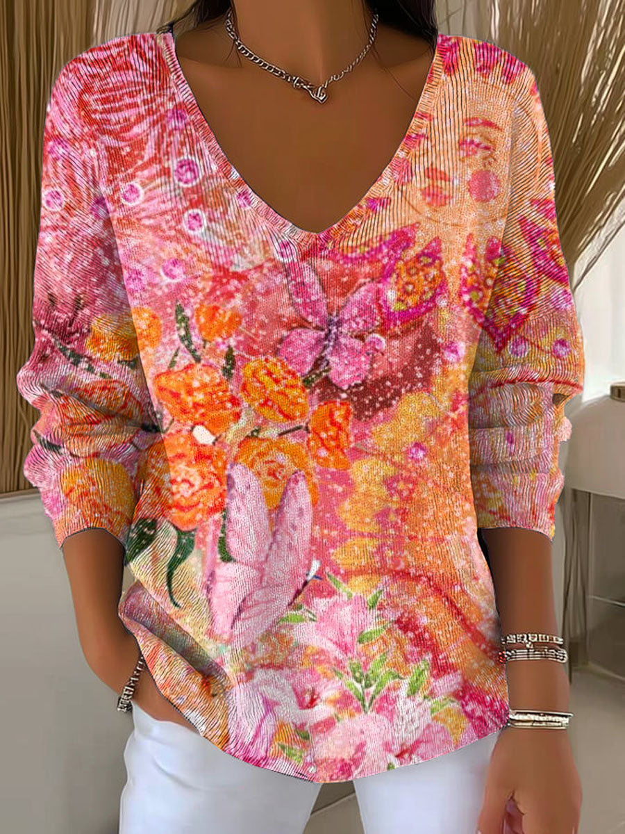 womens-vintage-floral-art-print-casual-pullover-sweater-rmzt