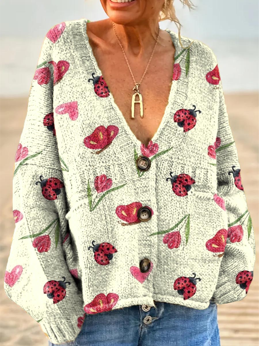 womens-lovely-insects-pattern-art-print-casual-pullover-sweater