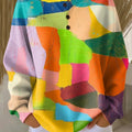 Women's Beautiful Colorful Abstract Color Block Graffiti Art Print Casual Cotton Sweatshirt