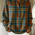 Women's Vintage Plaid Art Print Casual Sweater