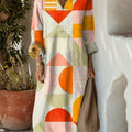 Women's Vintage Abstract Geometric Art Print Casual Dress