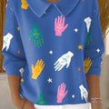 womens-blue-hands-pattern-casual-peter-pan-collar-3-4-sleeve-sweater