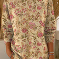 Women's Vintage Floral Pattern Art Print Casual Pullover Sweater
