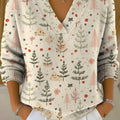 Women's Christmas Tree Art Print Buttoned Cardigan Sweater