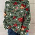 Christmas Elements Art Print Knit Turtleneck Pullover Sweater