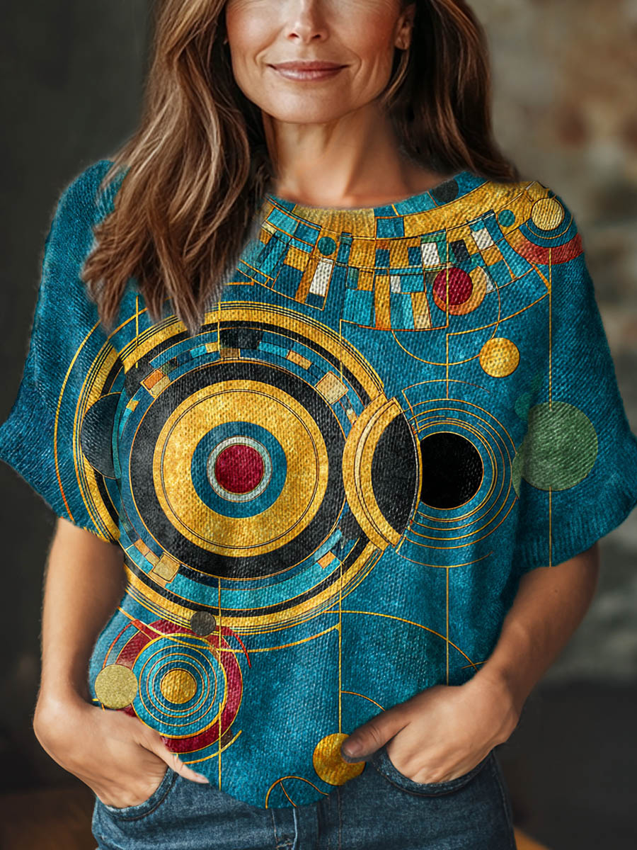 womens-abstract-geometric-pattern-art-print-casual-crew-neck-short-sleeve-knitted-sweater-geys