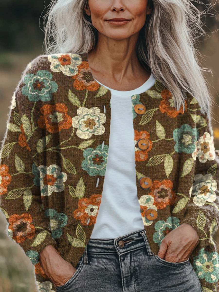 womens-vintage-floral-pattern-art-print-buttoned-cardigan-sweater-8y1d