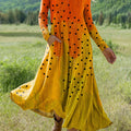 Women's Gradient Color Art Print Long-sleeved Dress