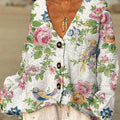 womens-retro-art-floral-and-birds-casual-pullover-sweater