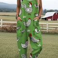 Women's   Funny  Chick Art Print Casual 100% Cotton Wide Leg Jumpsuit