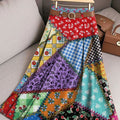 Women's Vintage Flower Art Print Casual Cotton Skirt