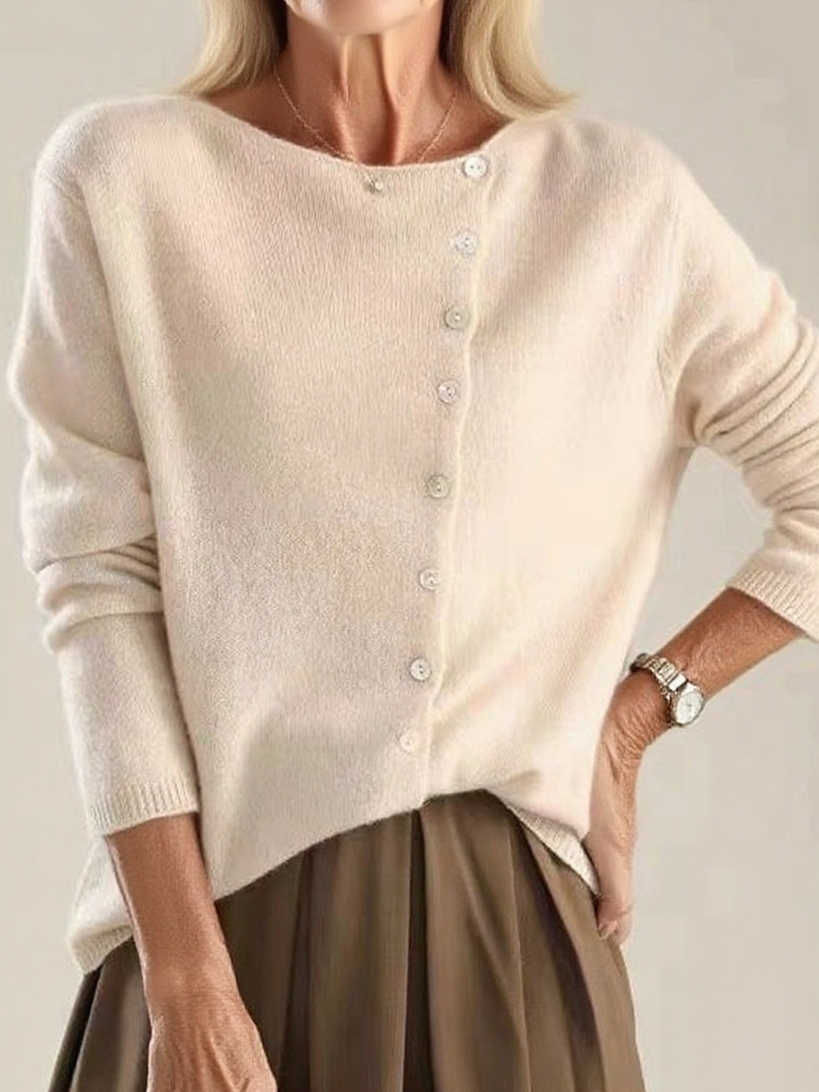 Women's Soft Irregular Button Knit Sweater