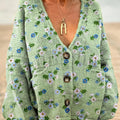 Damen-Pullover mit Vintage-Blumenmuster, lässig,