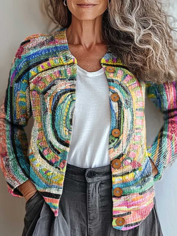 womens-abstract-pattern-art-print-buttoned-cardigan-sweater-hx4z
