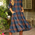 Women's Vintage Plaid Art Print Dress