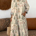 Women's Christmas Tree Pattern Art Print Cotton Dress