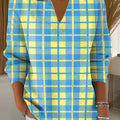 Women's Colorful Plaid Color Printed Casual Sweater