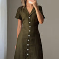 Linen Button Dress with Adjustable Belt