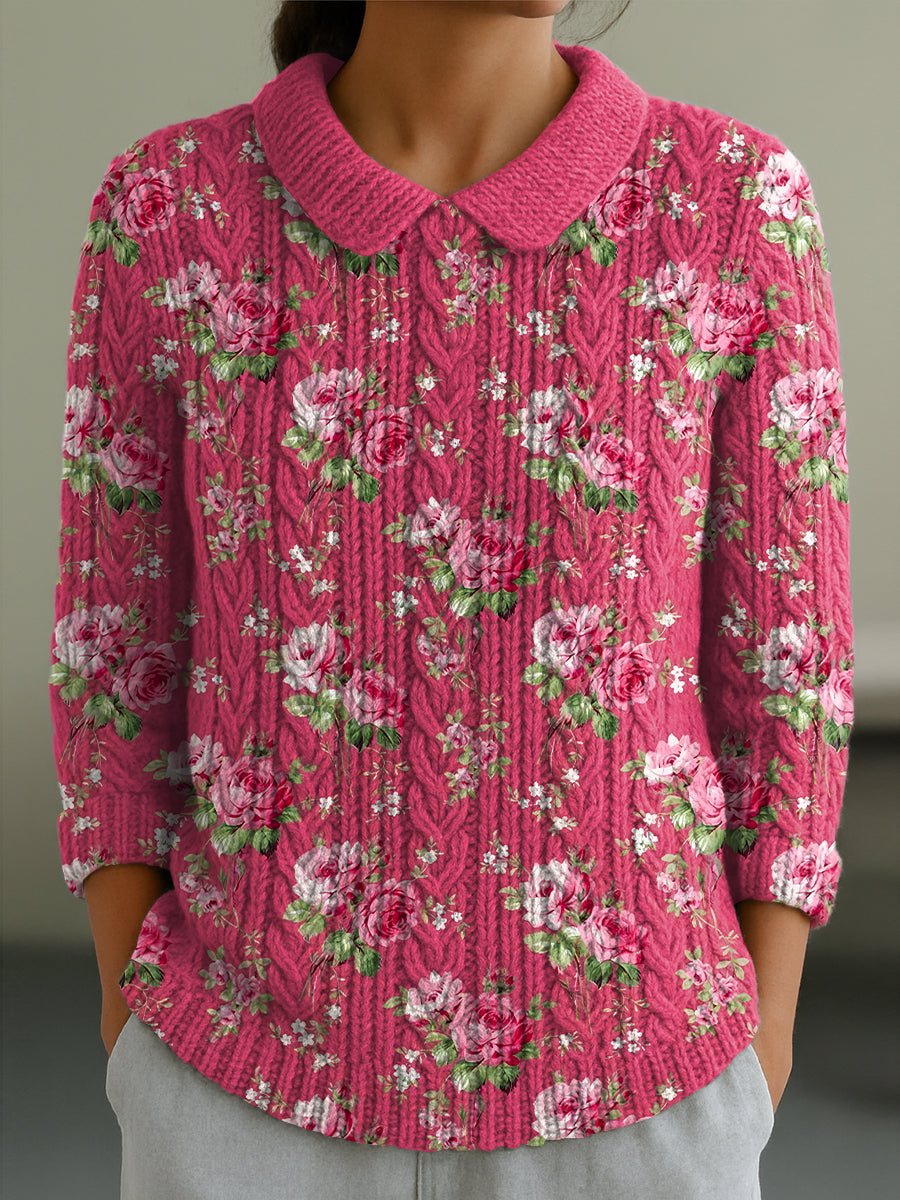 Women's Casual Peter Pan Collar 3/4 Sleeve Sweater