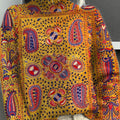 pull-col roulé en maille à imprimé floral symétrique vintage pij5 