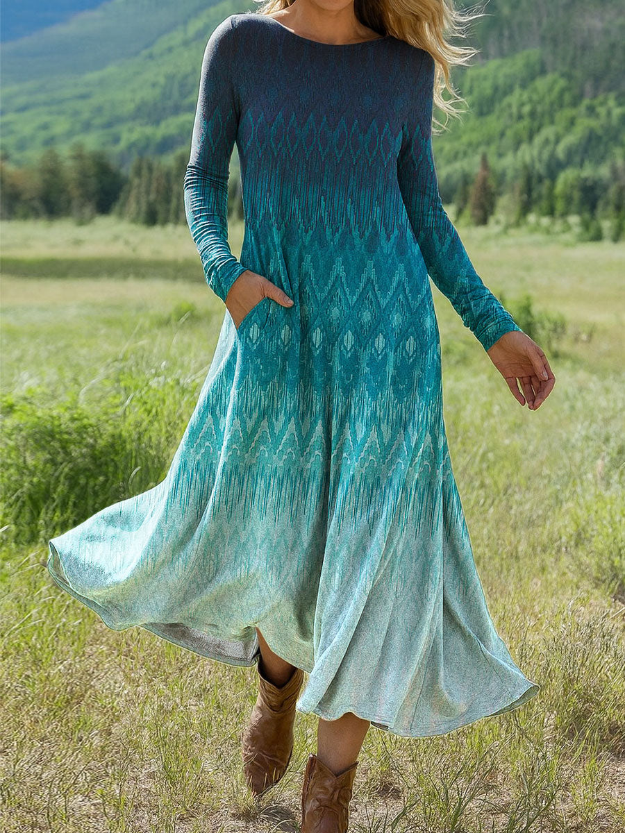 Women's Flowers Floral Art Print Long-sleeved Dress