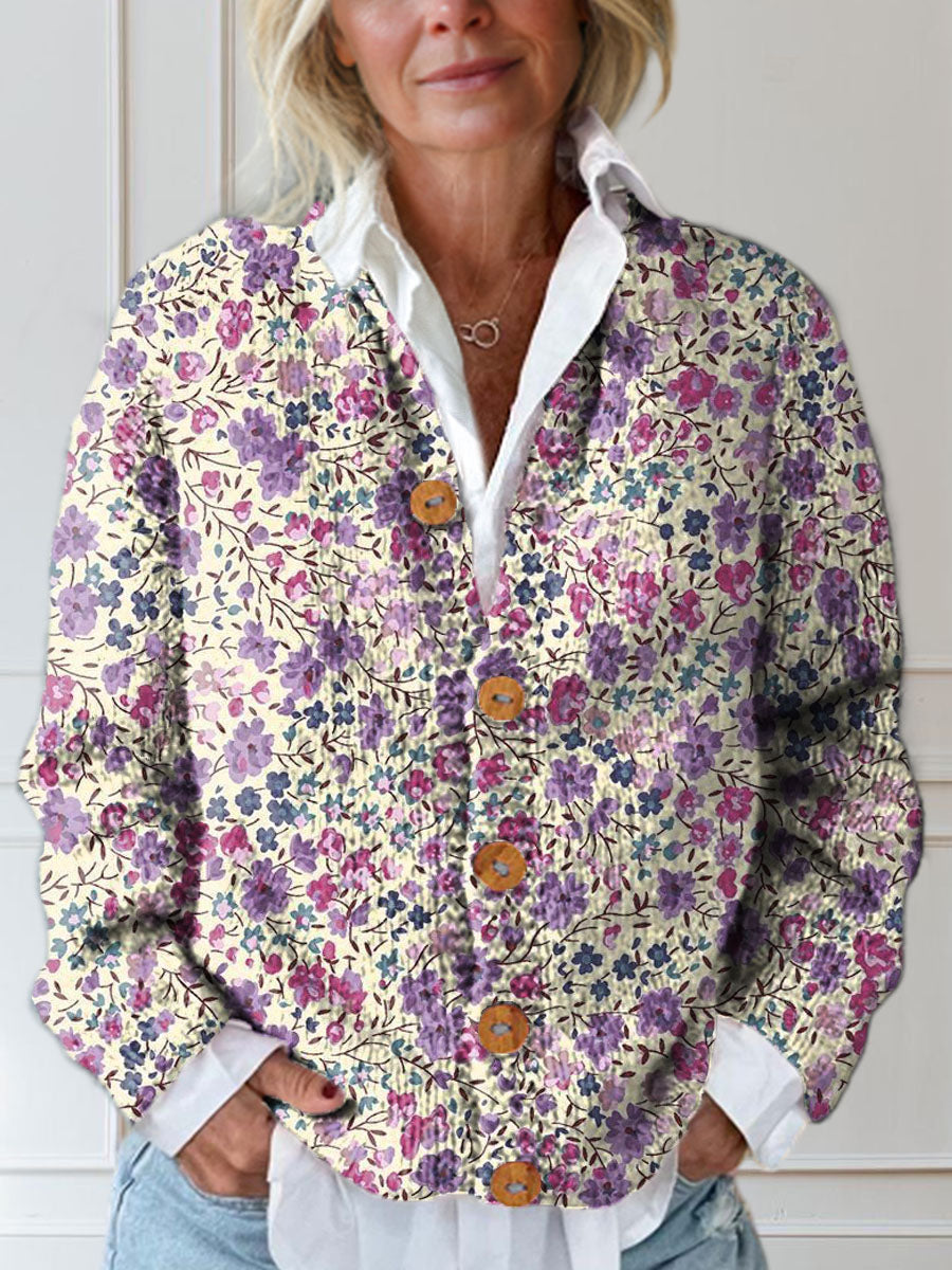 womens-vintage-floral-art-print-buttoned-cardigan-sweater-zf41
