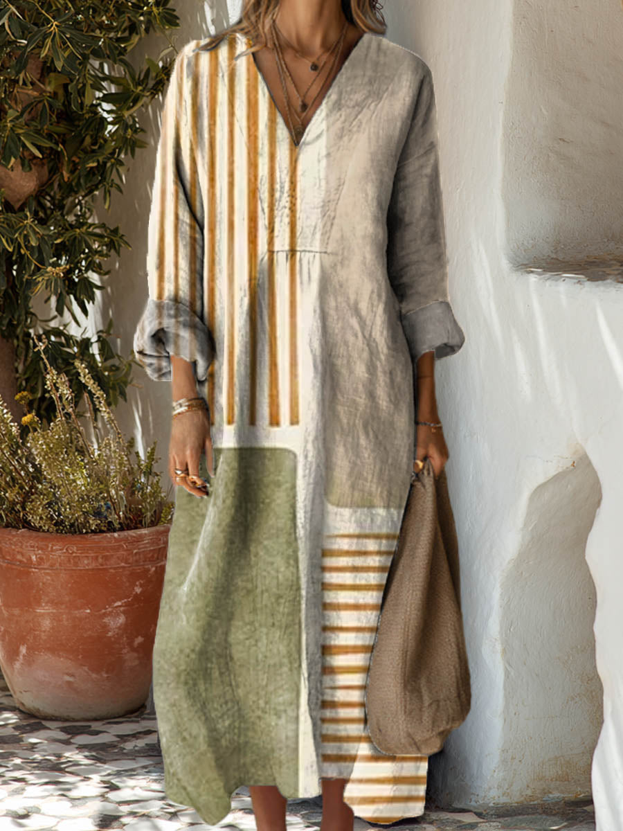 Women's Geometric Pattern Art Print Cotton Dress