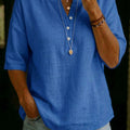 Casual & Cozy Classic Cotton-linen Henley Shirt