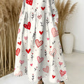 Women's Valentine's Day Love Art Print Casual Denim Dress