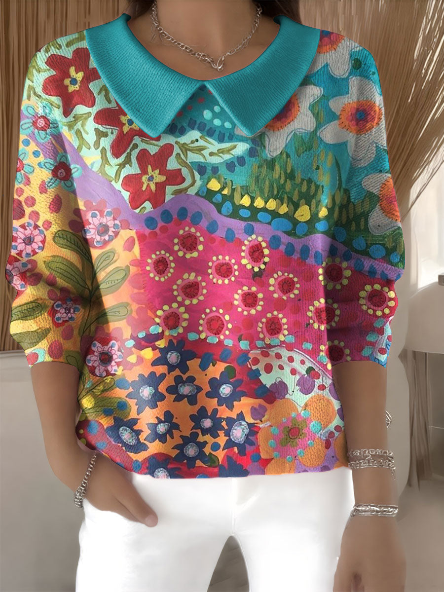 womens-floral-flowers-casual-print-peter-pan-collar-3-4-sleeve-sweater-c8gt