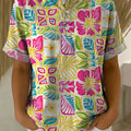 Women's Vintage Flower Pattern Printed Cotton Linen Top