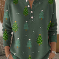 Vintage Christmas Art Print Buttoned Cardigan Sweater