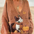 womens-lovely-autumn-cat-pattern-art-print-casual-pullover-sweater