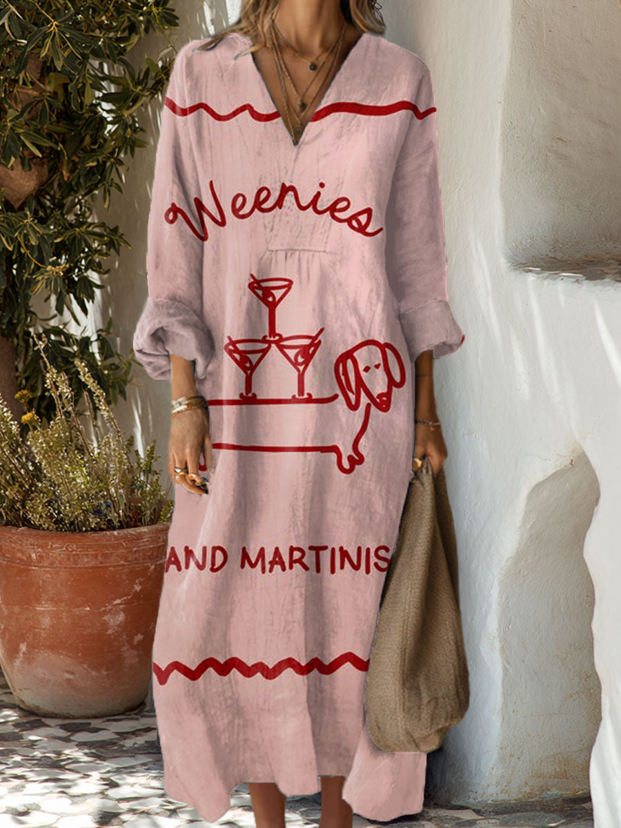 Women's Weenies And Martinis Funny Dachshund Art Print Dress