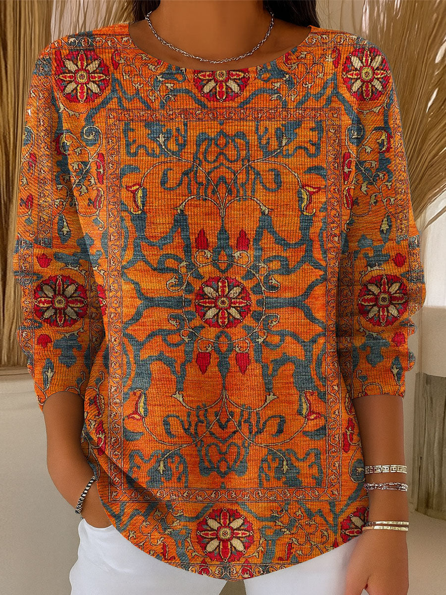 womens-vintage-flower-art-print-casual-pullover-sweater-1xci