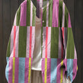 Women's Beautiful Multicolor Geometric Stripe Art Print Casual Cotton And Linen Shirt