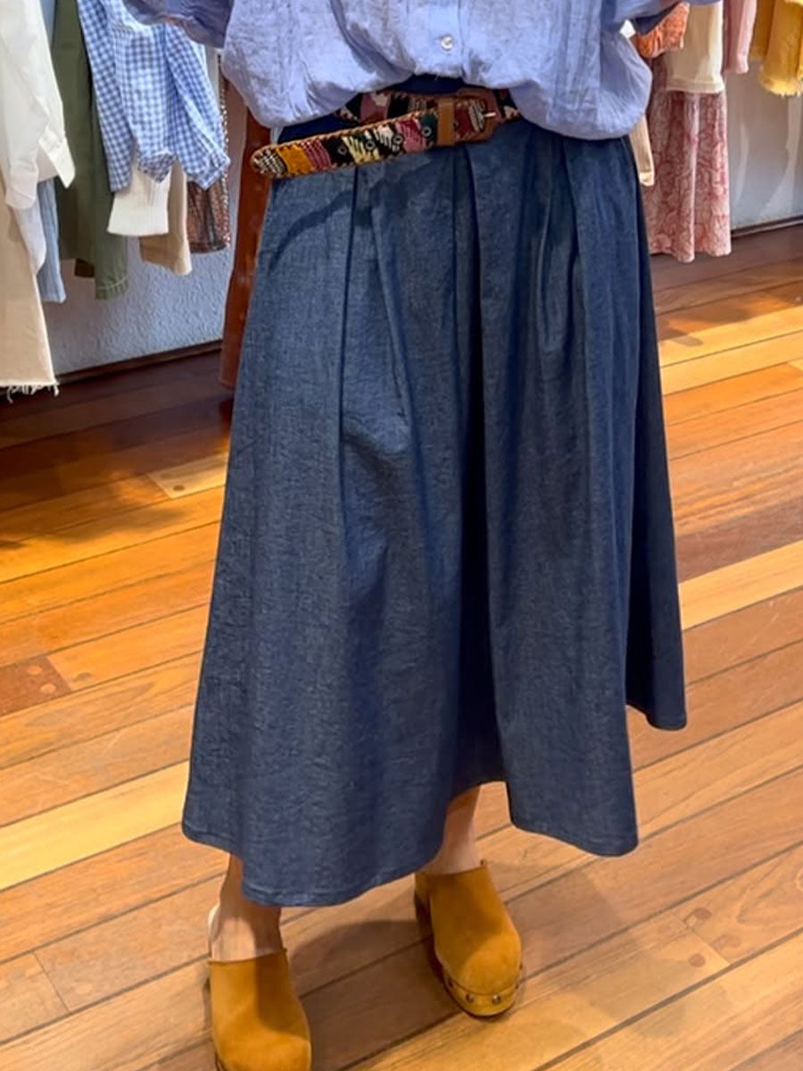 Women's Solid Color High Waist Casual Cotton Skirt